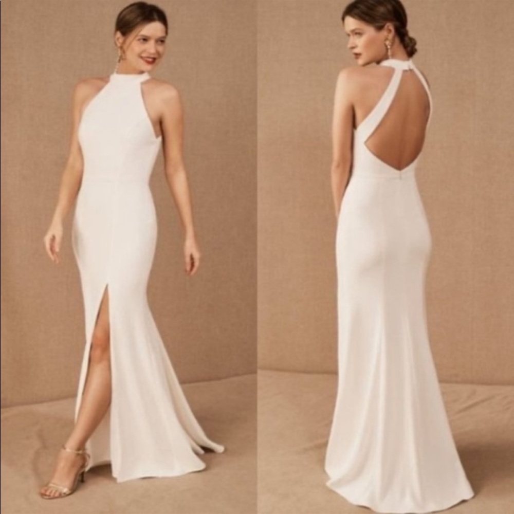 NWT BHLDN Montreal Ivory Crepe Halter Maxi Wedding Dress - Sz 8.